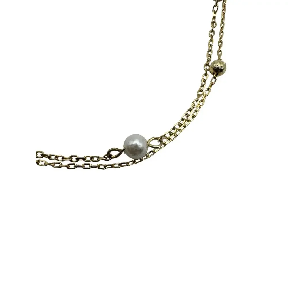 Two Strand Gold Plated Sterling Silver Faux Pearls 8